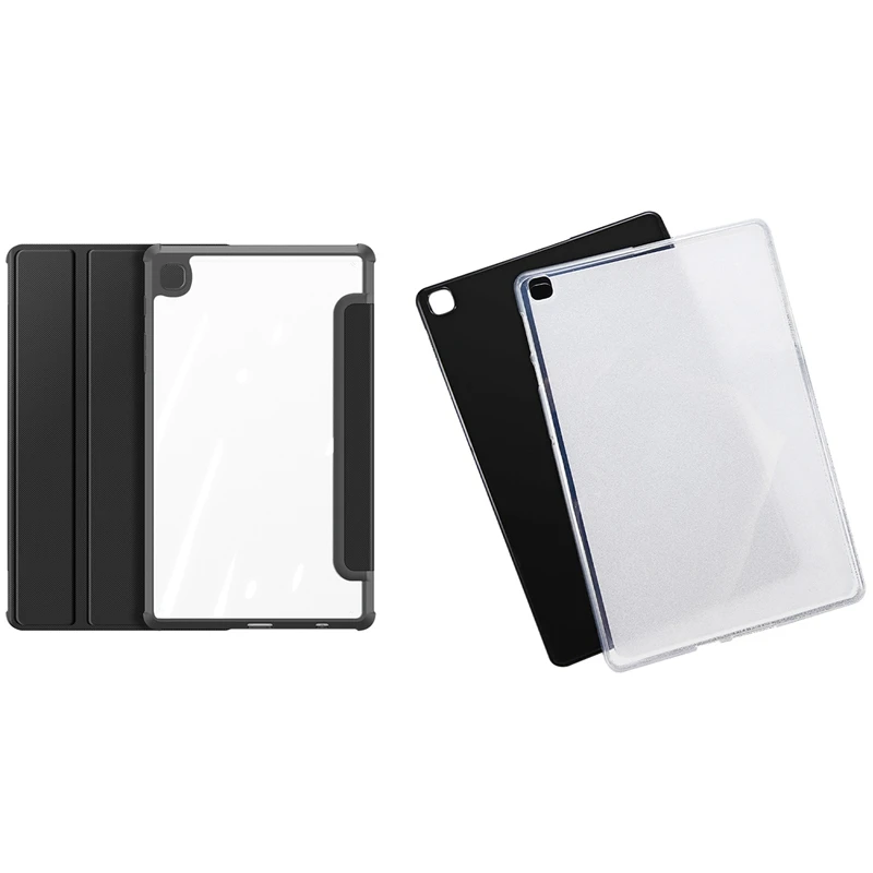 

1X Case For Samsung Galaxy Tab A7 Lite 2021 8.7Inch T220 T225 PU+Transparent PC Flip Case(D) & 2Pcs TPU Tablet Case