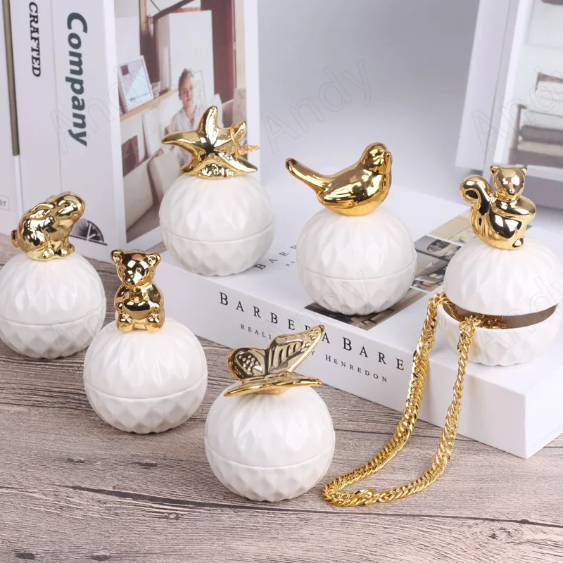 

Креативная керамическая банка для хранения ручной работы с животными, декоративный контейнер для украшений в спальню, Современная Художес...