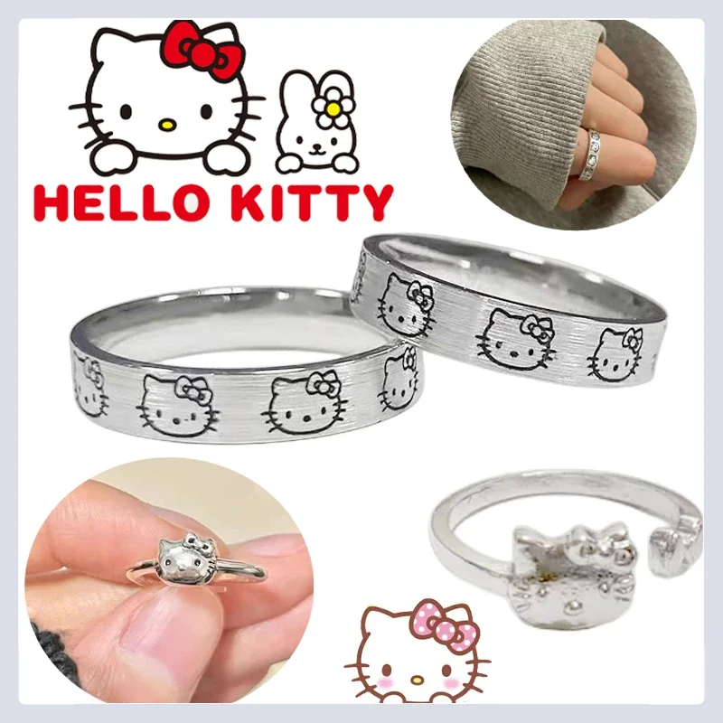 Милые парные Кольца Hello Kitty модные регулируемые кольца мультяшный анимационный