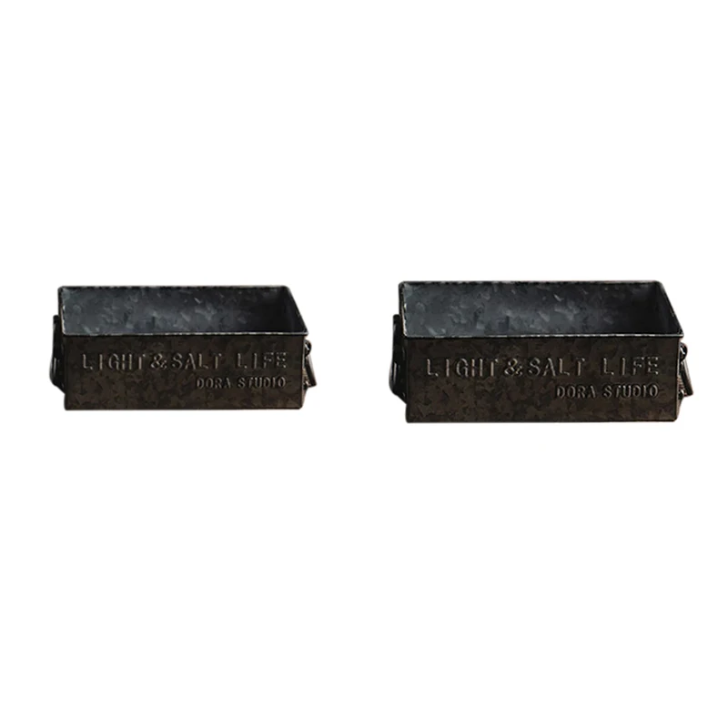

Retro Serving Tray Vintage Metal Storage Tray Breakfast Bread Cake Snack Plate Rectangular Box Iron Pan