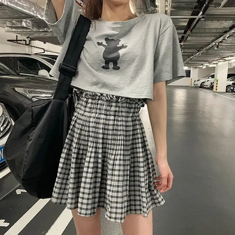 

School Girl Uniform Pleated Skirts Japanese High Waist Streetwear A-Line Y2k Plaid Skirt+ Sexy JK Uniforms for Woman 2022