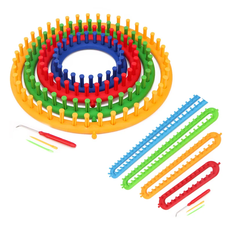 

1 Set Rectangle Round DIY Knitting Loom Scarf Sweater Hat Shawl Stitching Knit Handmade Craft Weaving Braiding Tool