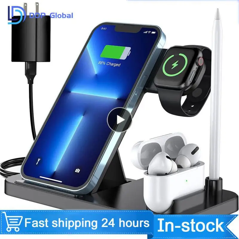 

High Quality Wireless Charger Stand Convenient Fast Charging Phone Chargers 3 In1 Charging Dock Station Office Accessories Black