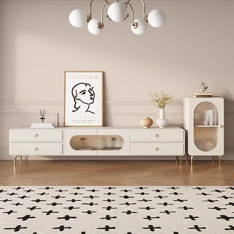 Кремовый стиль подставки для телевизора развлекательный центр шкаф хранения