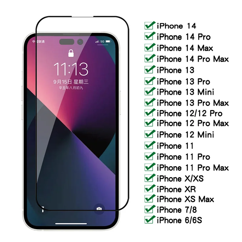 

Закаленное стекло 99D для Apple iPhone, Защитная пленка для экрана Apple iPhone 14 13 12 mini 11 Pro Max X XR XS Max 7 8 6 Plus