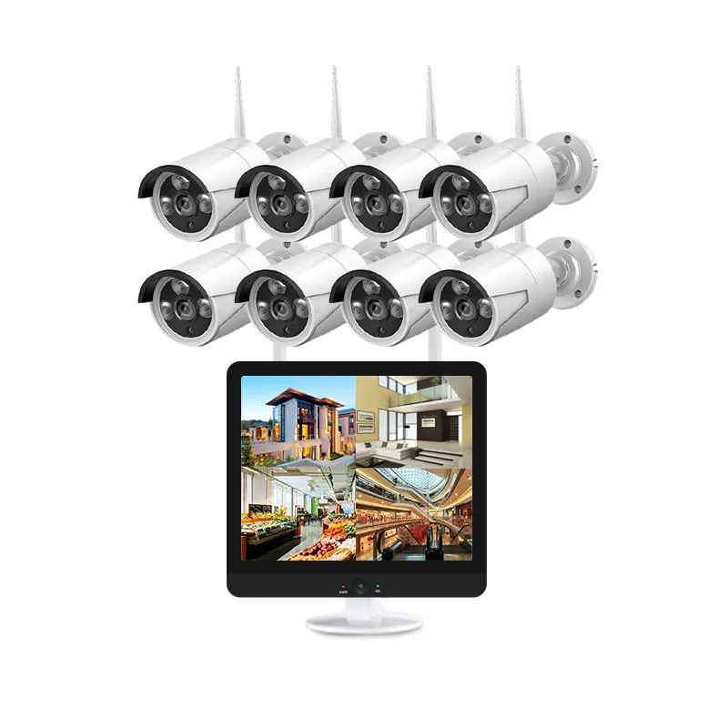 

12.5 Inch LCD Monitor Cctv Nvr System 8CH 3MP Waterproof Home Security Camera System Wireless