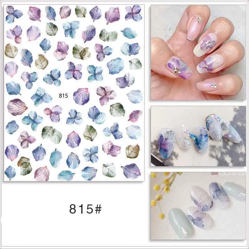 

3D nail art sticker flowers rose leaves letters back adhesive DIY manicure decoration back adhesive peel off nail film YJ025