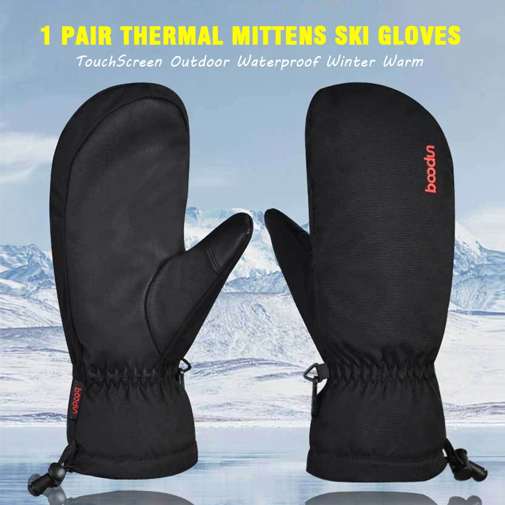 

1 Pair Thermal Mittens TouchScreen Outdoor Waterproof Ski Gloves Snowmobile Insulated Sports Portable Winter Warm Wind Proof