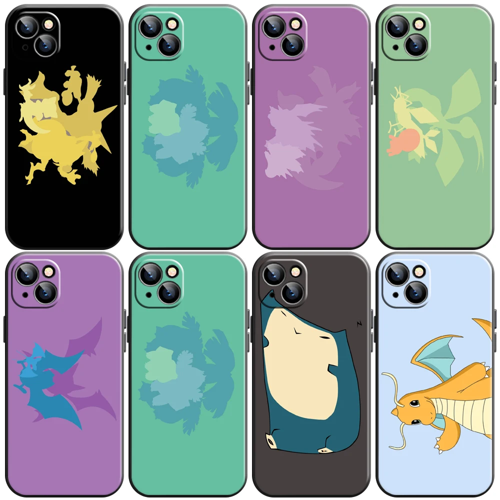 

Cartoon Pokémon Cute Phone Case For iPhone 11 13 12 Pro Max 12 13 Mini X XS XR MAX SE 6 7 8 Plus Black Liquid Silicon Soft