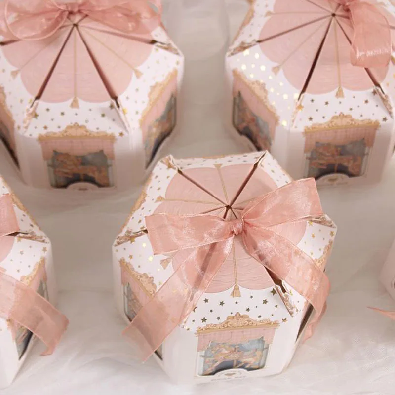 Carousel Paper Gift Box Wedding Favors And Gifts Party Baby Shower Candy Packaging Box Birthday Party Decorations Present Boxes images - 6