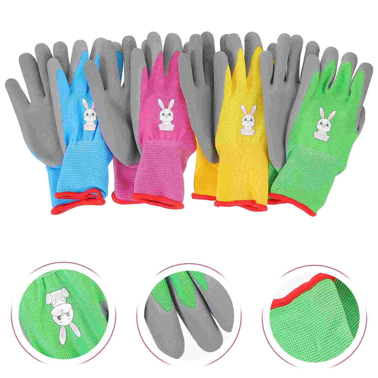 

4 Pairs Children's Gloves Guantes Para Niños Garden Protective Digging for Working Emulsion Puncture-proof Gardening