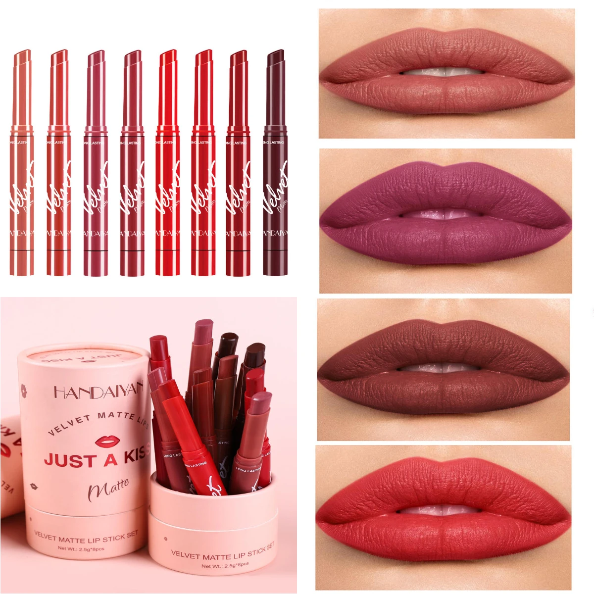 

8 Colors Velvet Matte Lipstick Set Waterproof Long Lasting Lips Makeup Cosmetic
