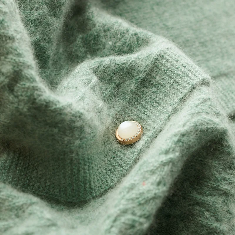 Женский кардиган из 100% шерсти с круглым вырезом новое вязаное ажурное пальто