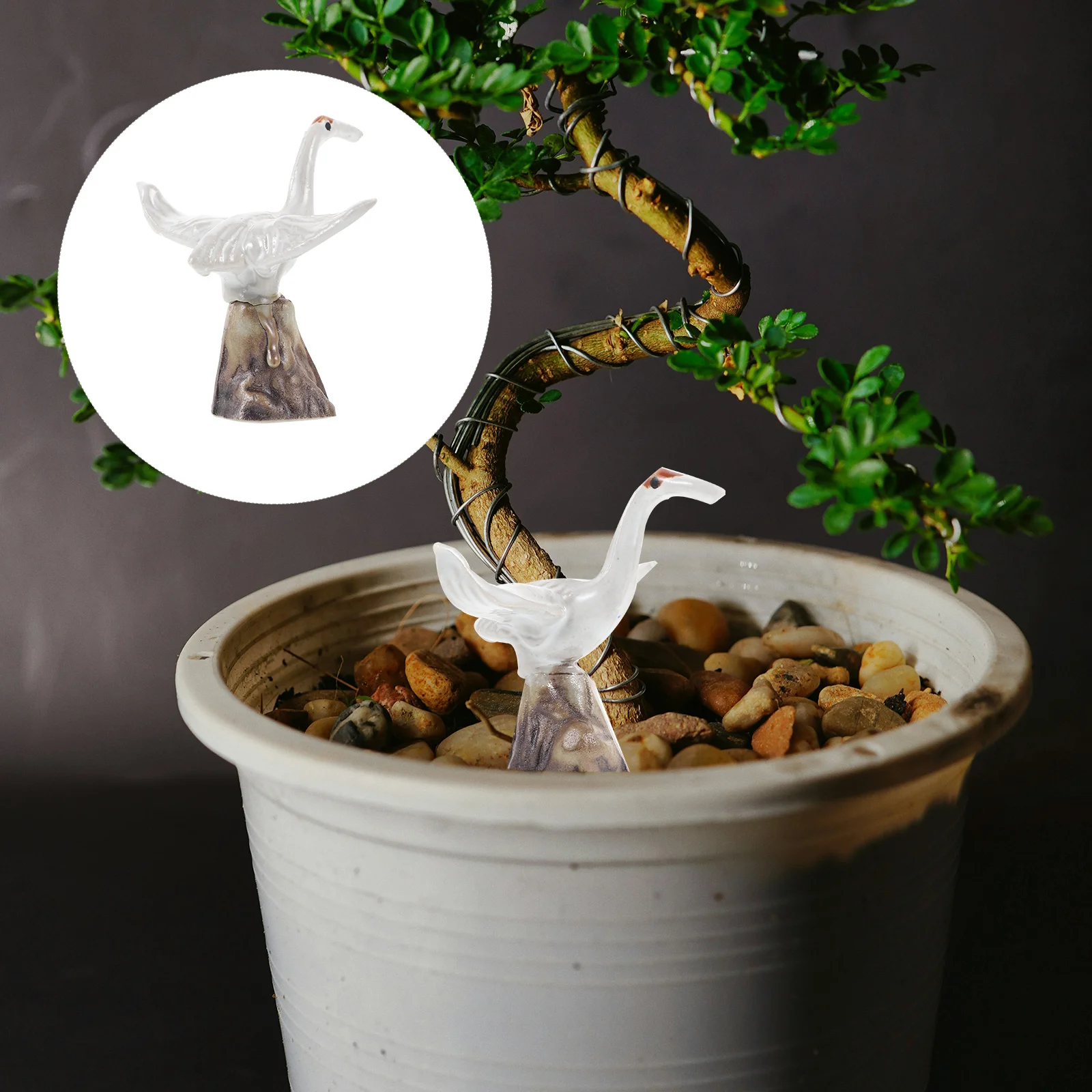 

2pcs Crane Decorative Ornaments Ceramic Fish Tank Ornaments Crane Decor Stones