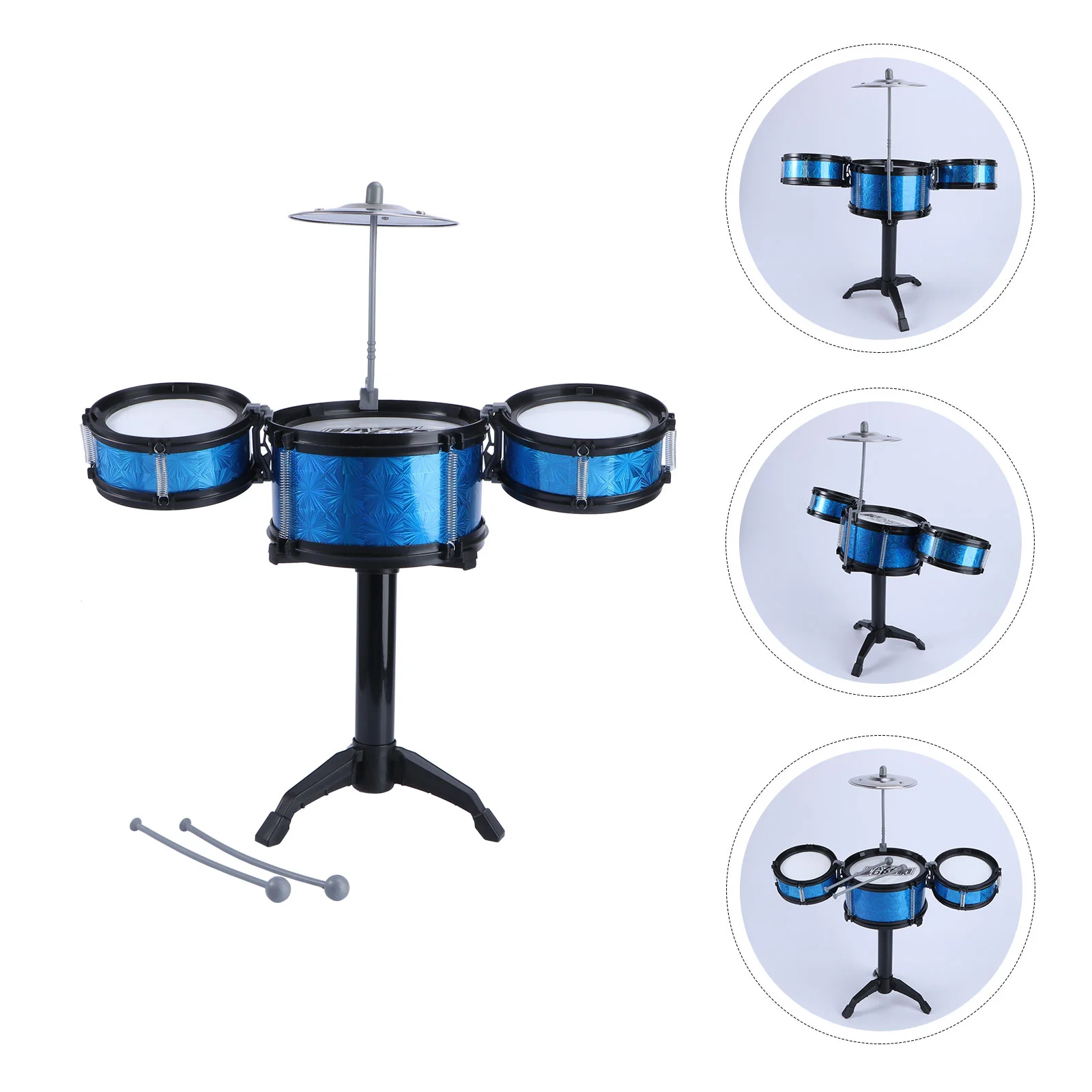 

1 Set of Kids Drum Set Simulation Percussion Instrument Children Drum Blue