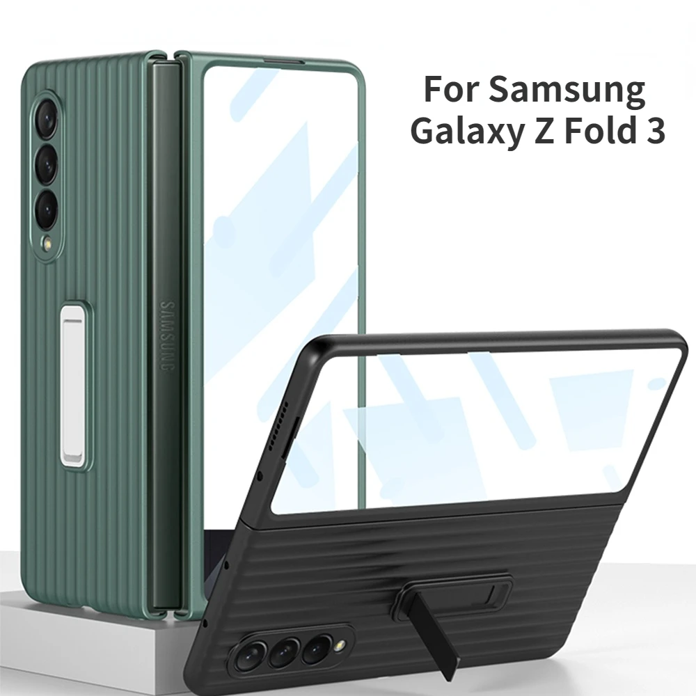 

Чехол для Samsung Galaxy Z Fold 3, ретро чемодан, чехол для телефона с держателем для телефона, защитный чехол из закаленного стекла для Z Fold3 W22