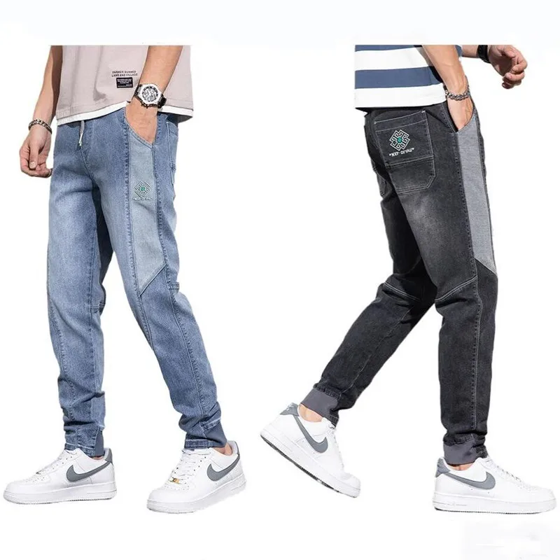 

Spring Summer Baggy Men's Cargo Jeans Fashion Harlan Cotton Streetwear Harajuku Pants Joggers Elastic Waist Trousers Male M-5XL