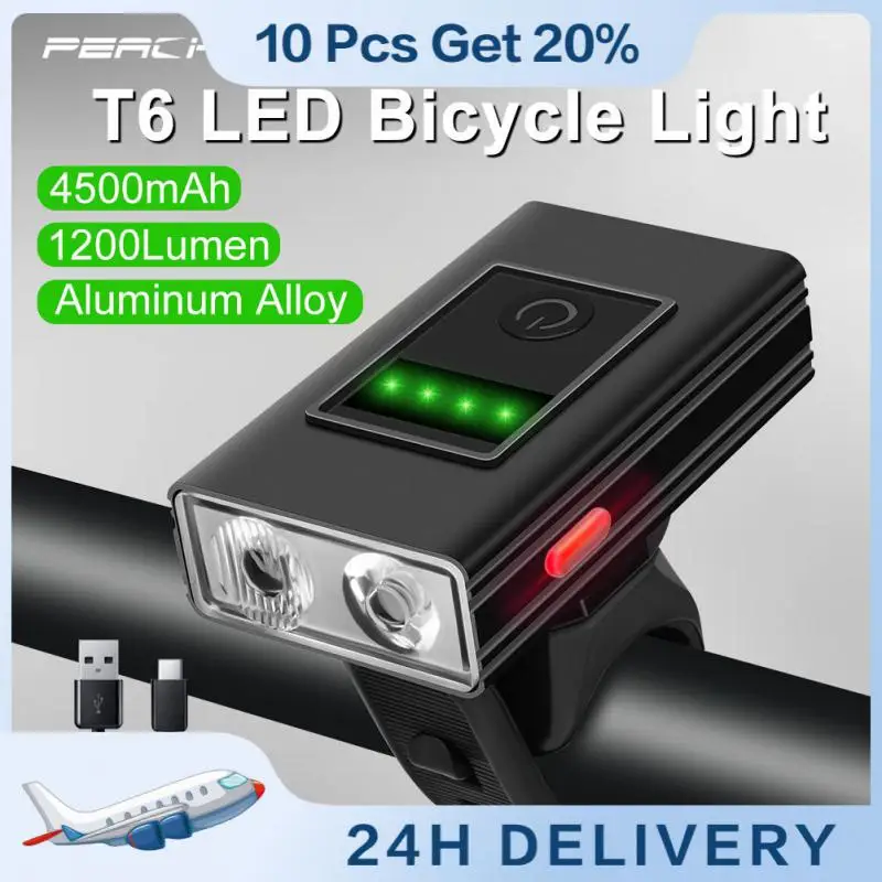 

1200LM Bike Light 5-32 Hour Cycling Light 6 Modes Power Display USB Charge Front Lamp LED Safety Warning Tail Lamp Part