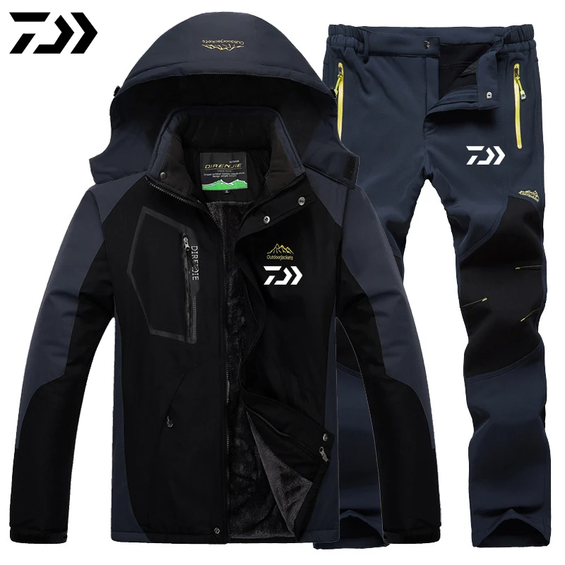 

Daiwa Fishing Clothes Winter Windproof Waterproof Plus Velvet Keep Warm Suits Men Outdoor Sport Mountaineering Fishing Jacket