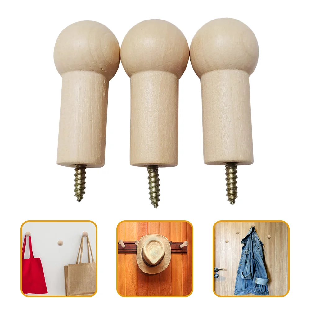 

12 Pcs Wood Wall Hooks Coat Hooks Clothes Hanger Wall Mounted Hooks for Hat Keys