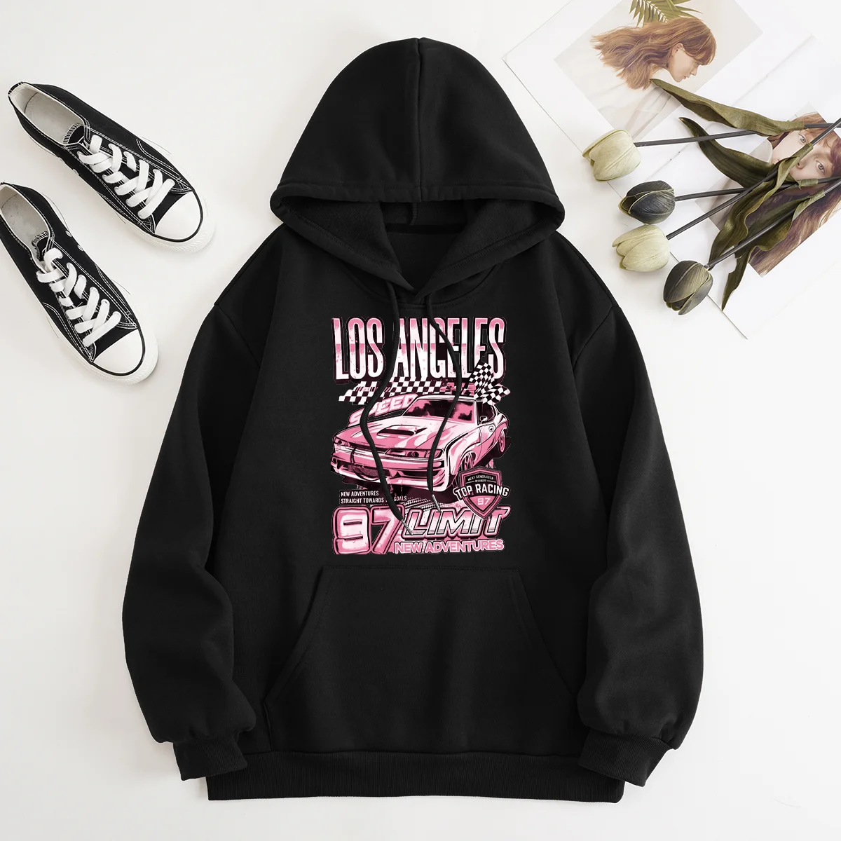 

Autumn/Winter2023 New Fashion Long Sleeve Printed Hoodies Front Pocket Inside Fleece Pullover Sweater Sweatshirts Hip Hop Unisex