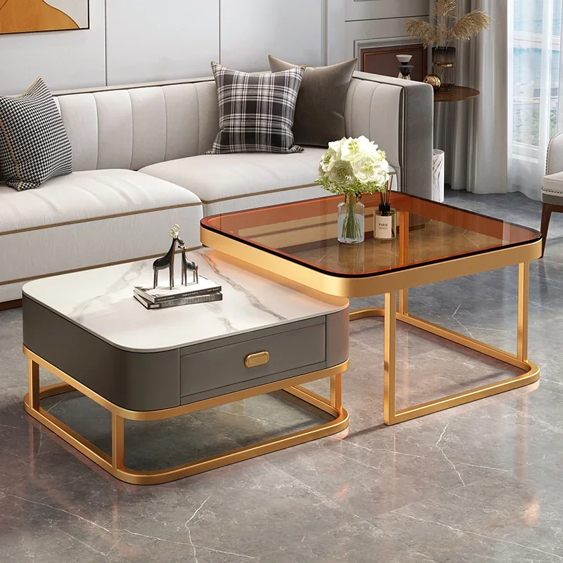 

Modern Nordic Side Table Luxury Design Metal Glass Center Coffee Table Minimalist Hallway Italian Mesa Auxiliar Home Furniture