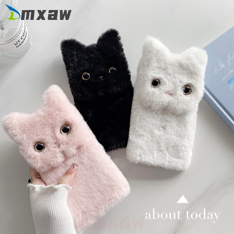 Cute Cat Ears Phone Case For OPPO Find X2 Neo Lite A9 A5 2020 A12 A12E A5S A3S F9 F7 F5 F3 F1S F1 Plus A83 A57 Plush Back Cover