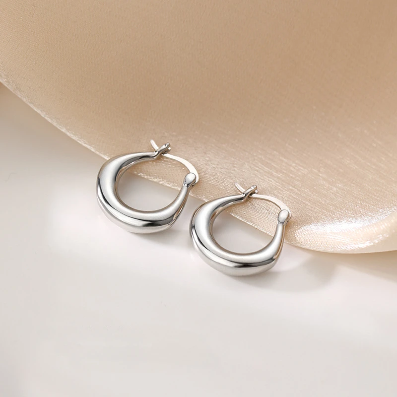 Массивные серьги-кольца из стерлингового серебра 925 пробы для женщин