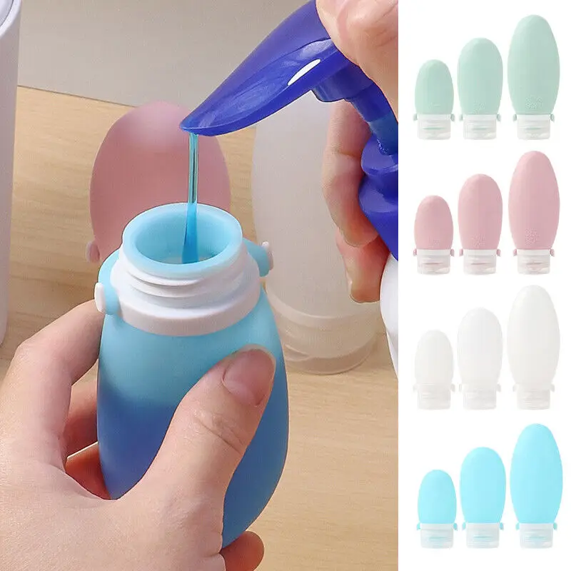 

38/60/90ml Empty Bottles Silicone Refillable Bottle Travel Small Size Lotion Squeeze Tube Shampoo Gel Container Makeup Tool
