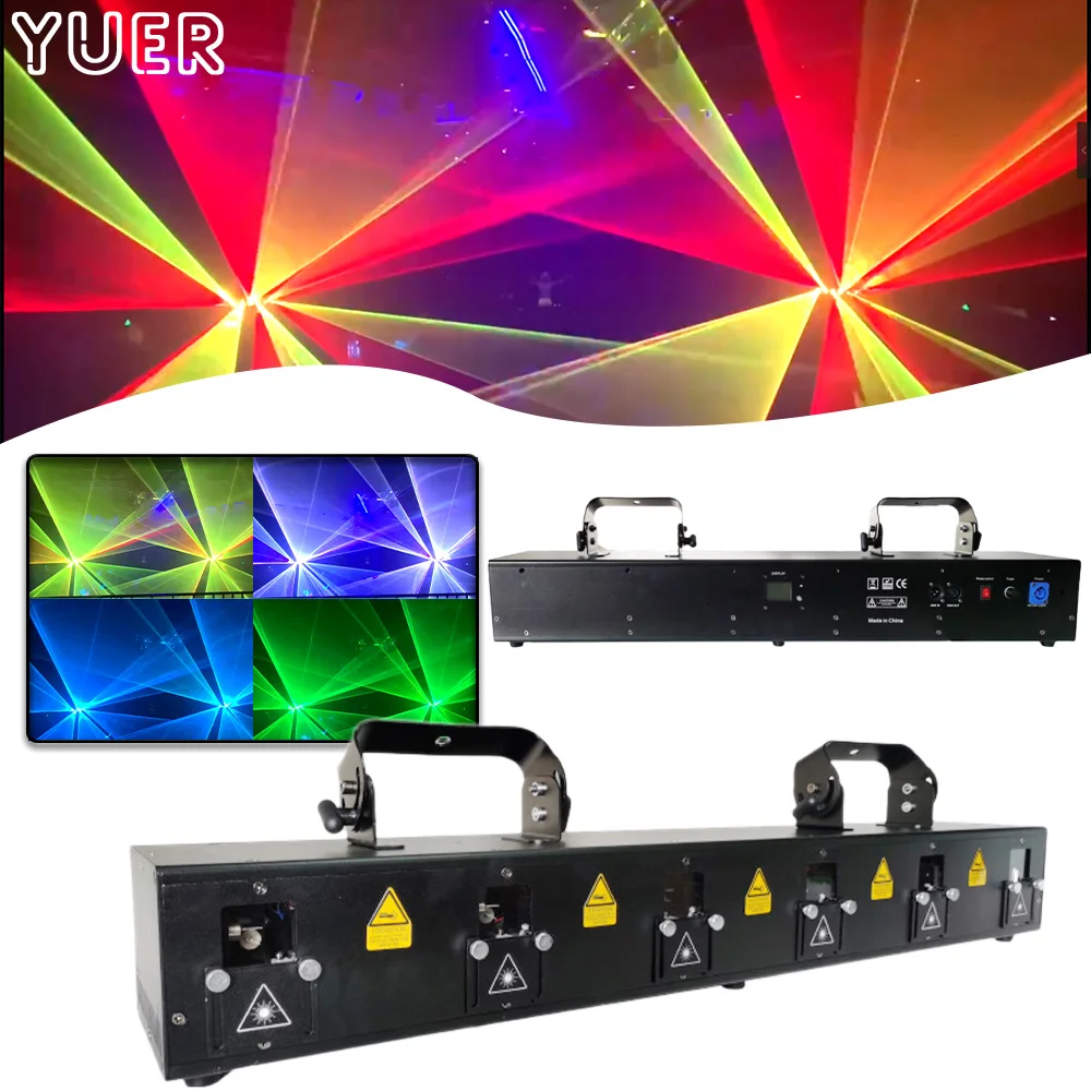 Фото RGB 12 Вт 20 КПС 6 головок TTL Моделирование Узор Лазерный луч Освещение сцены Дискотека Dj Ночной клуб Бар Шоу Эффект DMX Музыкальный проектор №1