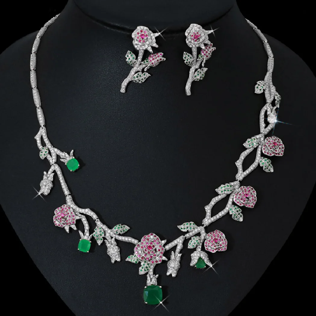 

Женский Свадебный комплект из колье и серёг, с цветком