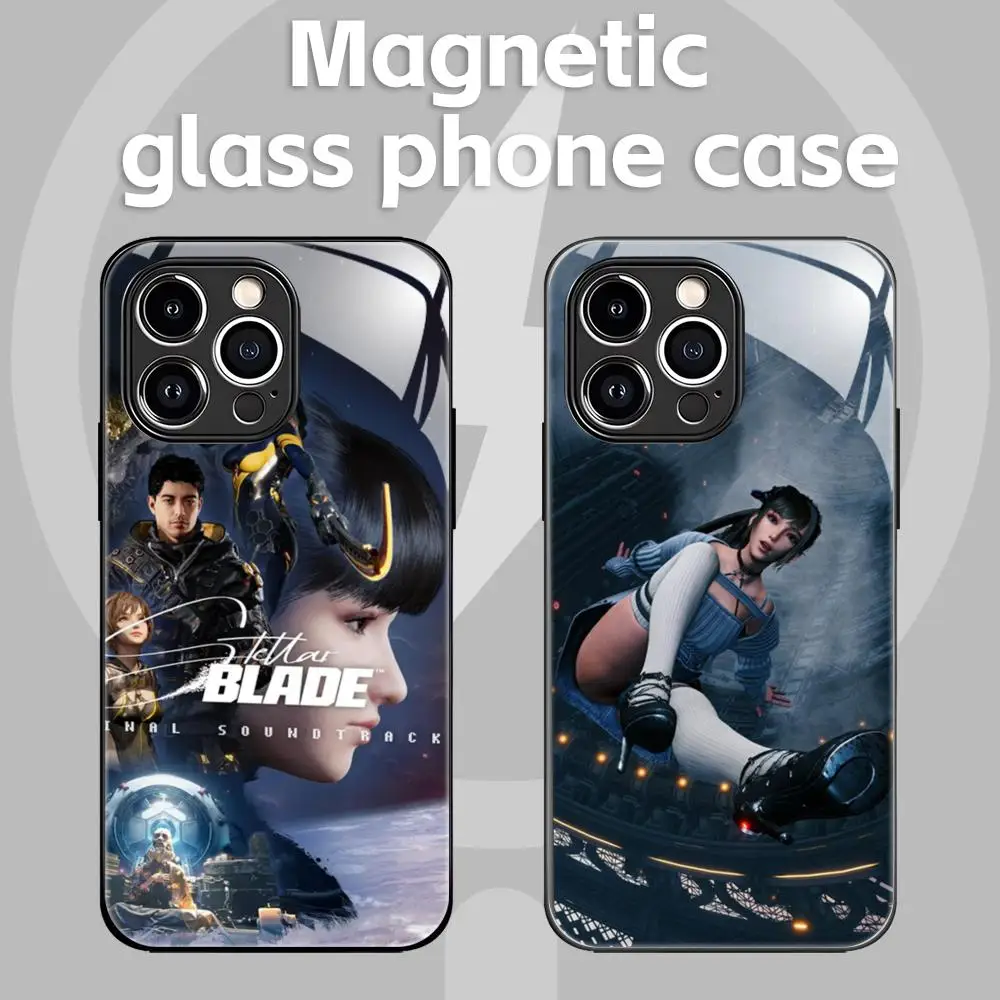 Фото Чехол для телефона HOT GAME S-Stellar B-Blade для iPhone 16, 15, 14, 13, 12, 11 X XR XS 8 Plus Mini Pro Max, стеклянный магнитный чехол №1