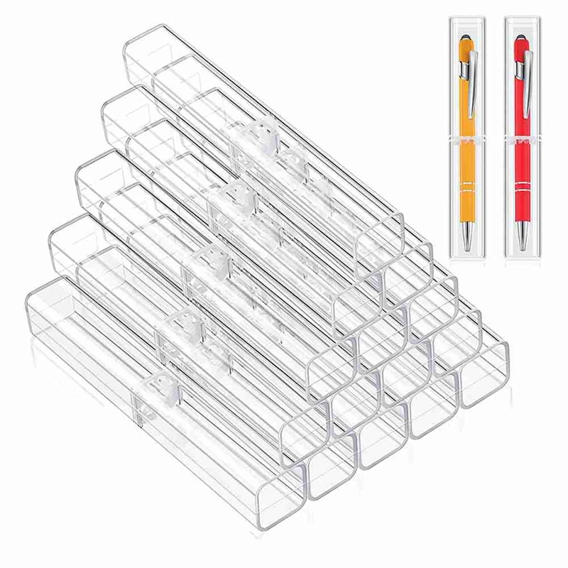 

20 Pieces Plastic Clear Acrylic Pen Case, Gift Empty Pencil Boxes Plastic Pen Container For Student School Office Supply