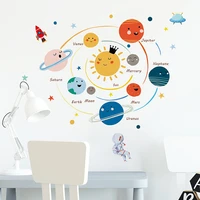 cartoon astronaut solar system wall decor decals for boys bedroom kids room poster mural removable wall stickers decoration