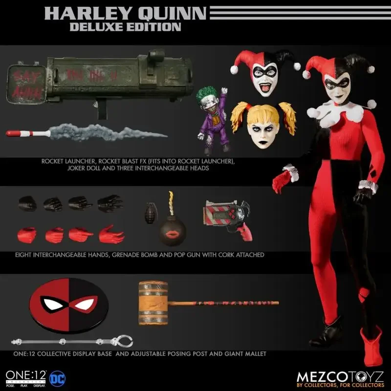 

In Stock Original Mezco ONE:12 Harley Quinn Comic Deluxe Edition Batman Anime Figure Model Collectible Action Toys Gifts