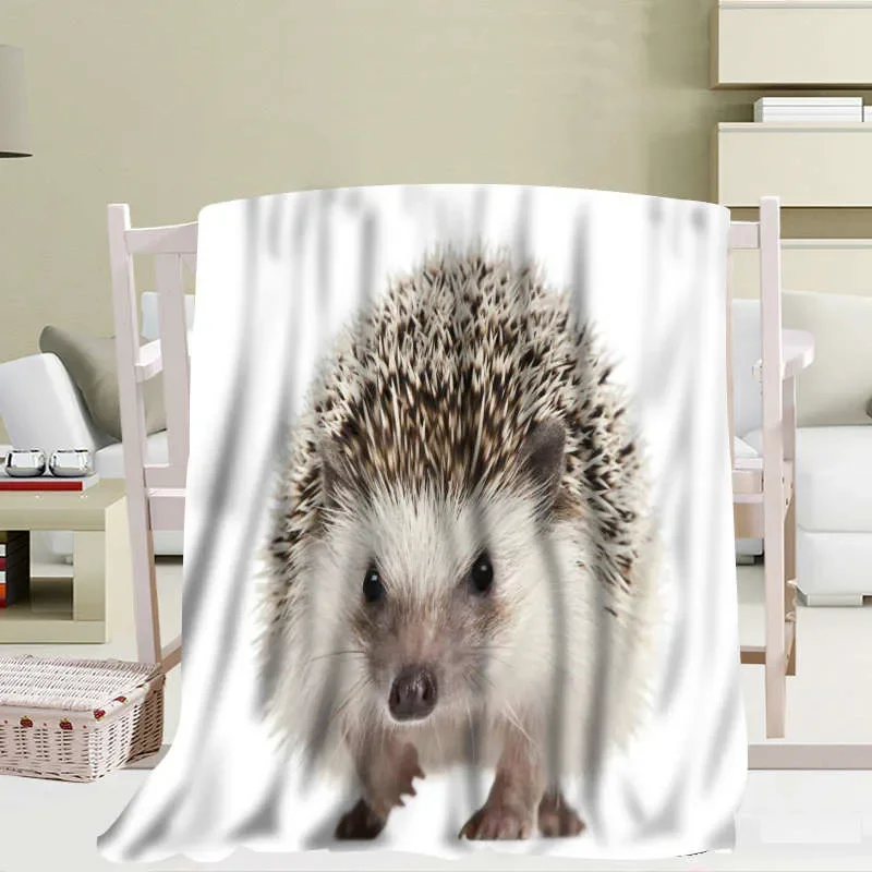 

Одеяло с милым ежиком, мягкое Фланелевое покрывало с рисунком диких животных, покрывало для дивана, плюшевое покрывало для кемпинга и путешествий