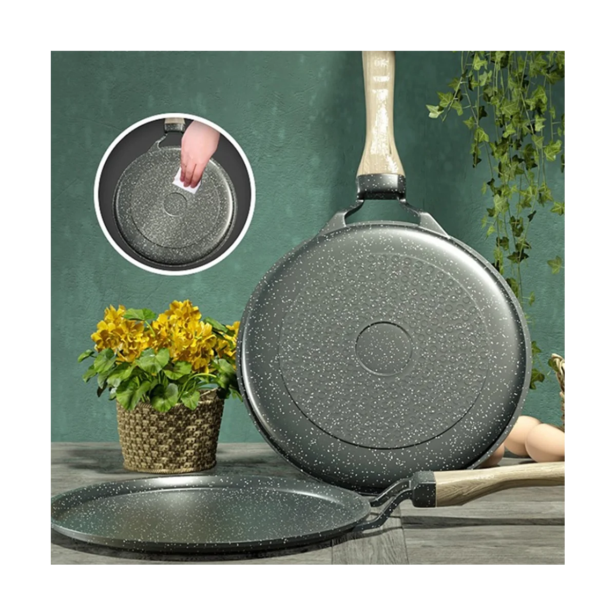 

28cm Stone Frying Pan Non-Stick Cast Iron Pancake Pan Omelet Pot for Gas Stove Induction Cooker Kitchen Cookware