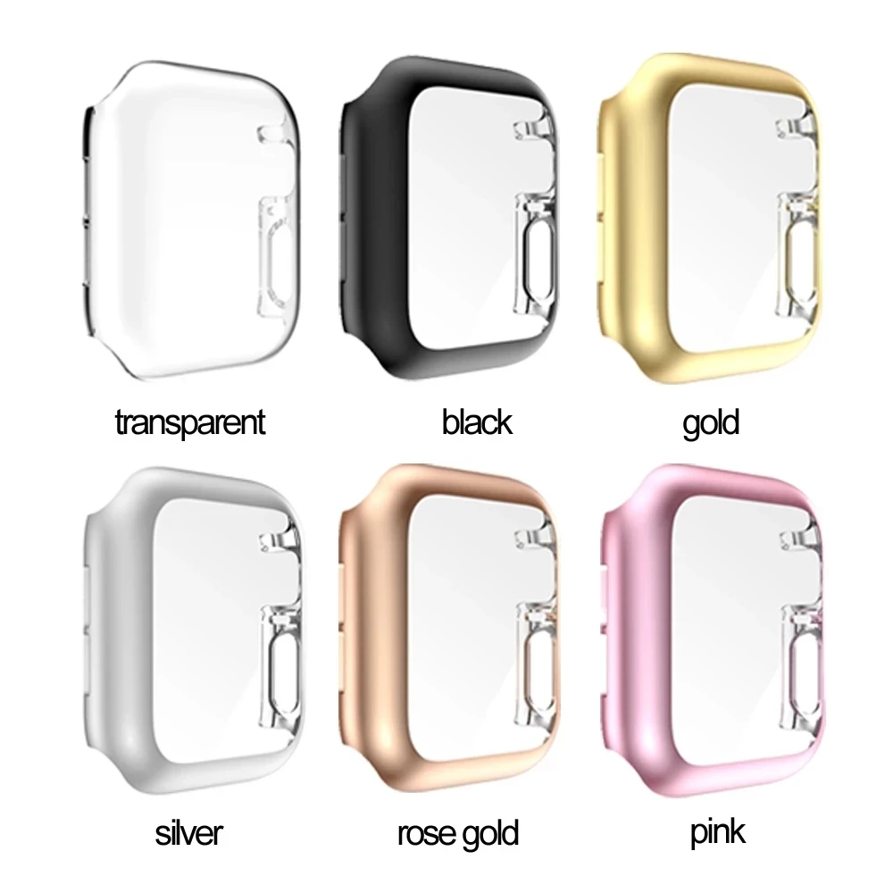 Smart Watch Case Shell Plating Hard PC Protective Case Full Cover Screen Protector For Apple Watch Series 5 4 iWatch 38mm 44mm