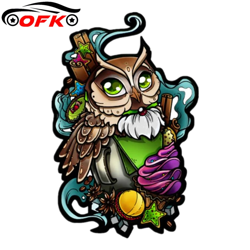 

Various Sizes Self-Adhesive Decal Coffee Owl Cool Car Sticker Waterproof Auto Decors on Bumper Rear Window Laptop