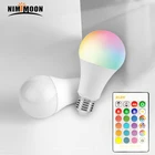 Светодиодный светильник накаливания с регулируемой яркостью E27 винт база 5 Вт 10 Вт 12 Вт 15 Вт RGB Цвет изменение светильник лампы с пультом дистанционного управления 16 Цвет выбор для домашнего декора