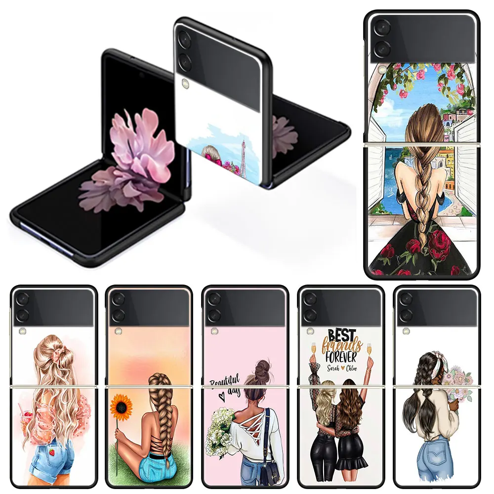 

Style Case Cover for Samsung Galaxy Zflip3 Z Flip 5G Zflip Flip3 SamsungZFlip3 SamsungZFlip Hard Fashion Girl Background Cell