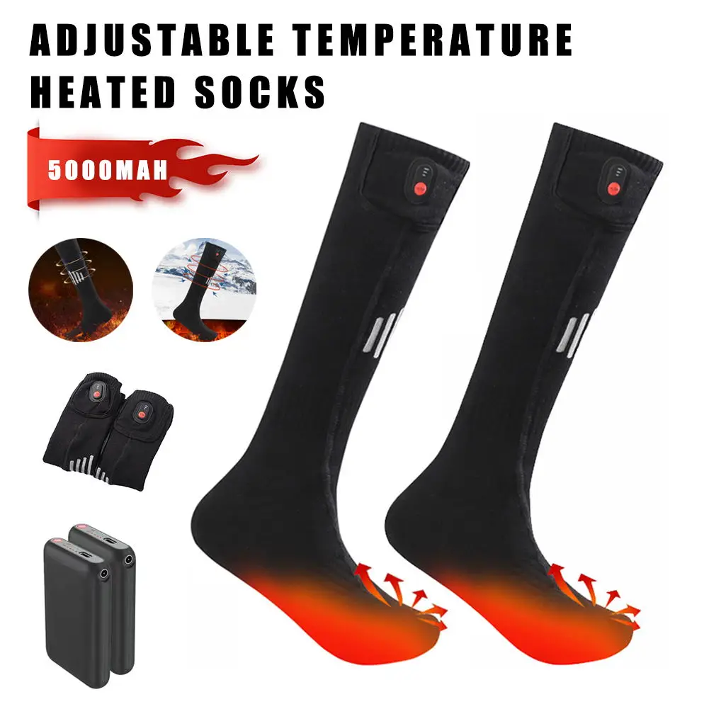 5000mah Battery Heated Socks Rechargeable Electric Heating Socks 3 Modes Thermal Winter Foot Warmer For Men Women Outdoor Skiing