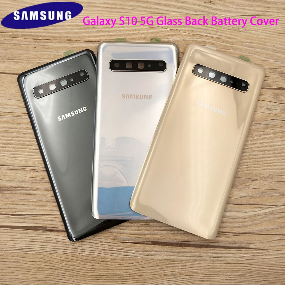 

Original Samsung Galaxy S10 5G G977B G977F G9770 Back Battery Cover Glass Door Rear Housing Cover Panel Case With Camera Lens