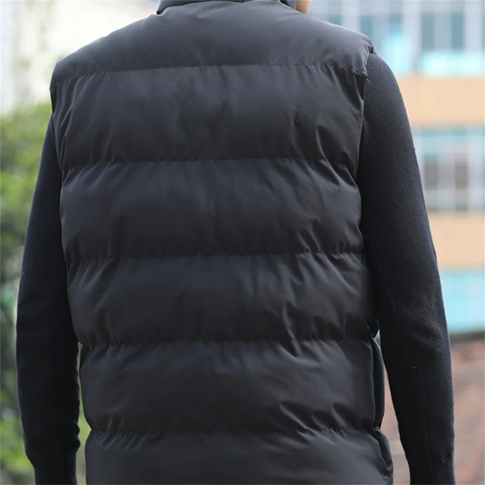 Men's Cotton Vest 2022 Winter New Style Thickened Warm Stand Up Collar Fashion Winter Trendy Youth Men's Basic Style