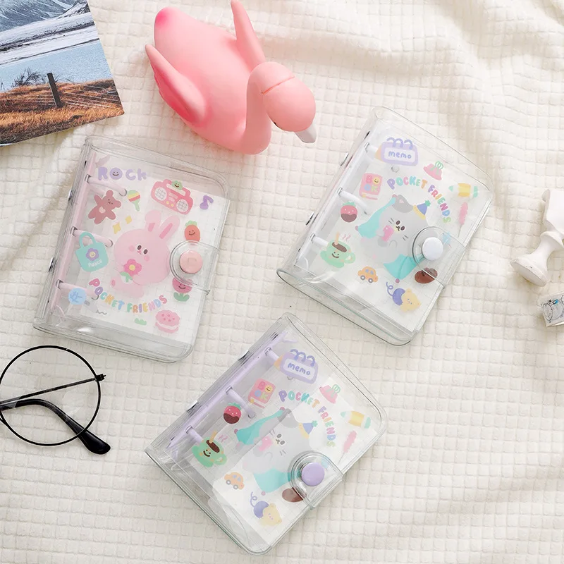 

Simple Transparent Loose-leaf Book School Stationery Office Supplies Cartoon Multifunction Notebooks Three-hole Loose-leaf Book