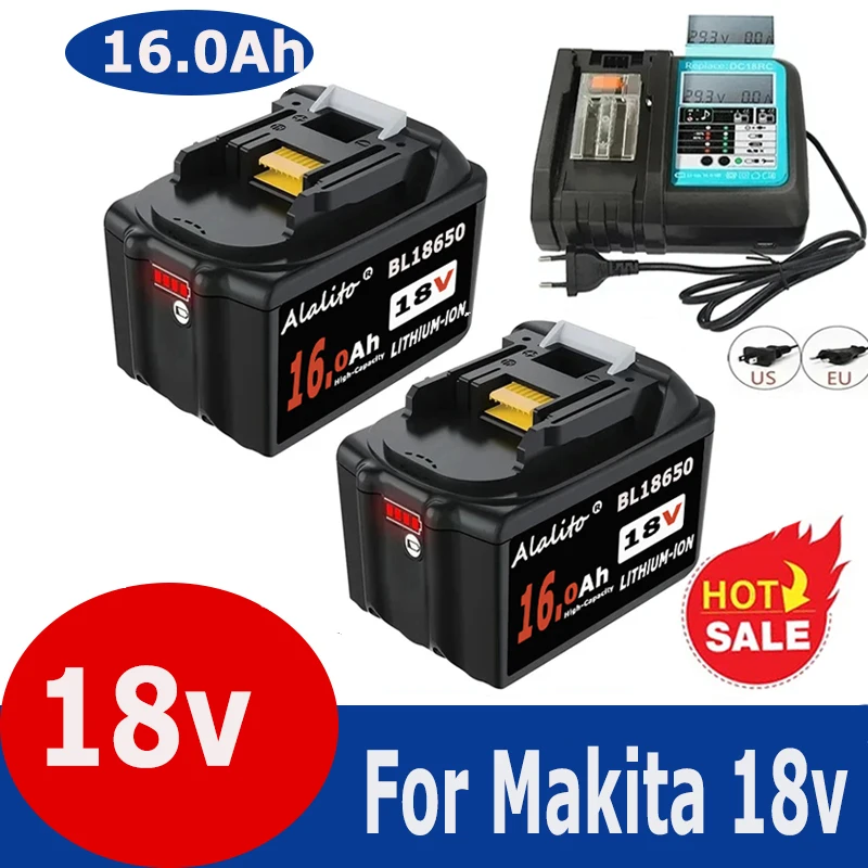 Перезаряжаемая литий-ионная батарея 18 в 16000 мАч для Makita BL1830 BL1815 BL1860 BL1840