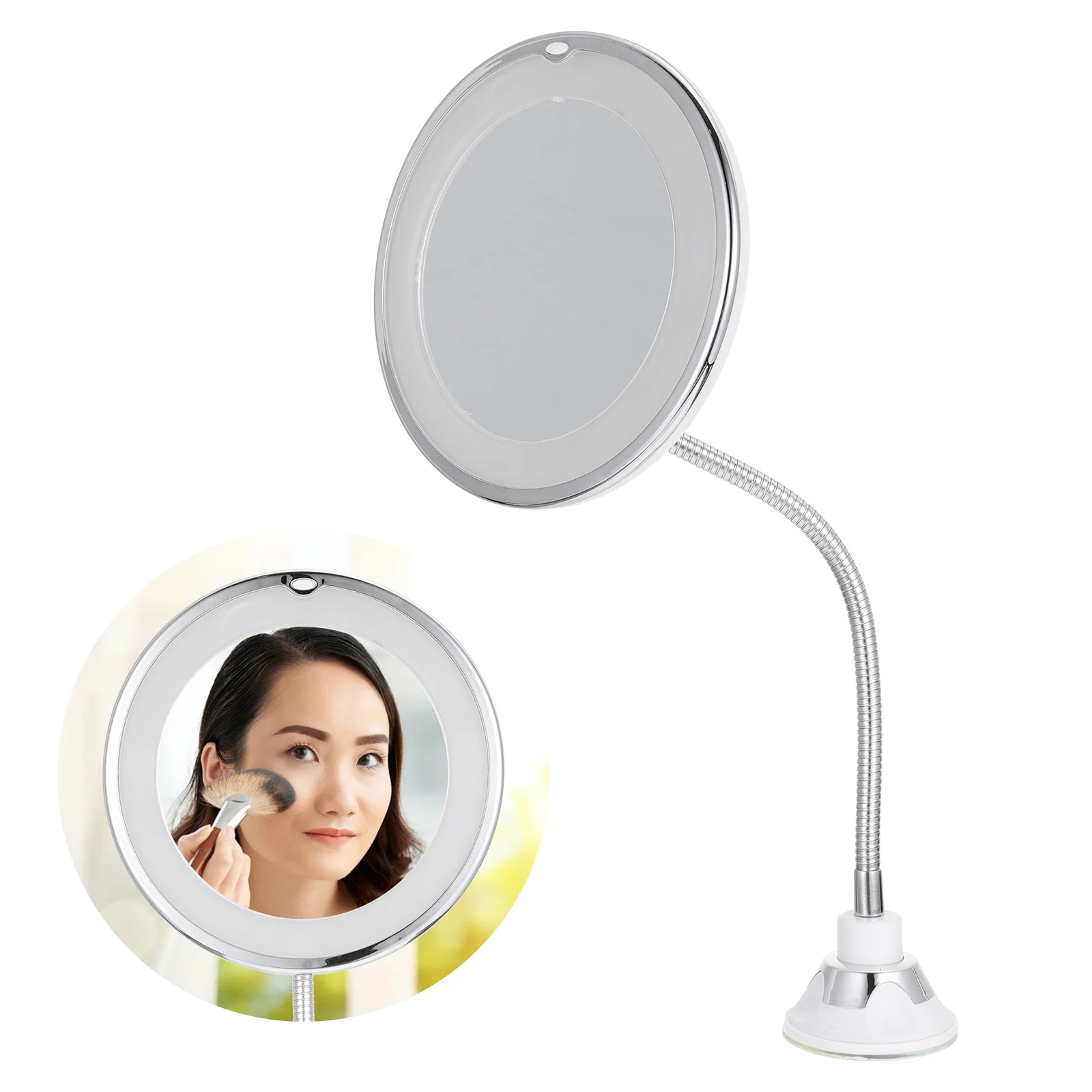 

Bathroom Tabletop 10X Magnify Mirror Makeup Mirror with Light and Suction Cup