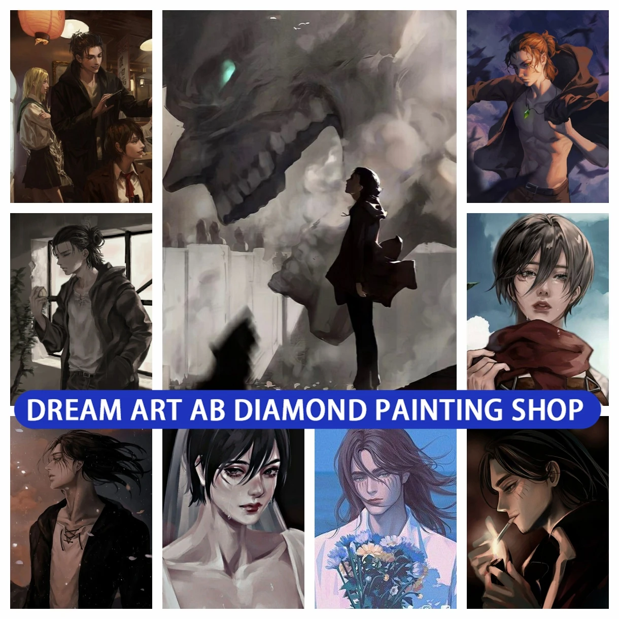 

AB Diamond Painting Anime Attack On Titan Eren Jaeger Mosaic Needlework Embroidery Cross Stitch Wall Decorative peinture diamant