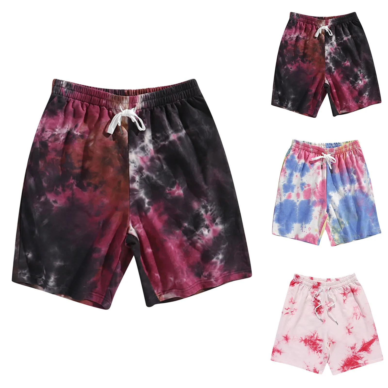 

Mens Summer Gradient Tie Dye Sports Shorts Casual Beach Board Shorts Long Men Swim Trunks Unlined Swim Shorts with Liner for Men