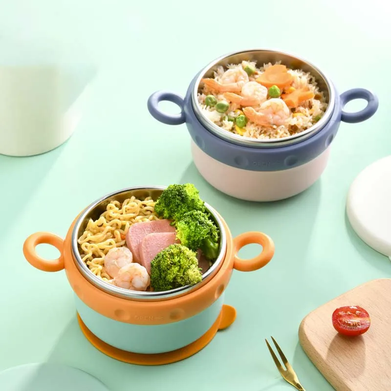 

Baby Dishes Food Warm Injection Hot Water Insulation Kids Tableware Portrable Baby Sucker Feeding Bowl Plate